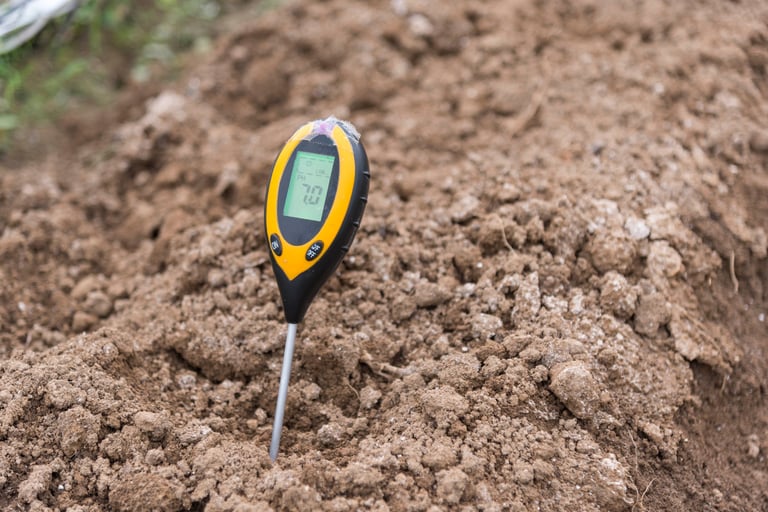 Soil pH testing in agricultural field