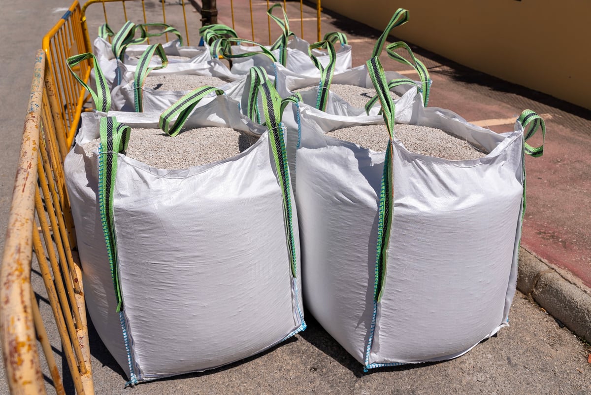 Large white industrial bulk bags